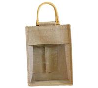 Obelunrp Sacs à vin pour Les Cadeaux de Bouteilles de vin, 1pc 3 Bouteilles Jute Jute avec poignée et fenêtre Visible, Pochettes Bouteille pour la fête dégustation des Festivals Mariage