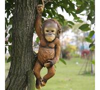 Obelunrp Singe Suspendu, Statue de Singe réaliste de 4,9 Pouces de Hauteur, décoration de Singe en résine, Statues de Plein air drôles pour Jardin Cour de pelouse de terrasse, décor de Singe