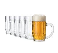 Oberglas DONAU Chopes à Bière Lot de 6, 500 ml | Chope classique avec grand cartouche à graver | Idéal pour Lager, Märzen & Bock | Verre horeca robuste | Cadeau lavable au lave vaisselle maison