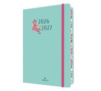 OBERTHUR - 1 Agenda à Elastique Semainier 25 - Couverture TIVOLI Bleu Pastel - Septembre 2026 à Septembre 2027 - Dimension 17 x 24,5 cm - Bilingue