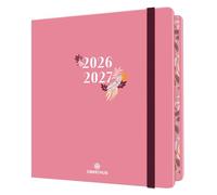 OBERTHUR - 1 Agenda à Elastique Semainier Carré 16 - Couverture TIVOLI Orange Pastel - Septembre 2026 à Septembre 2027 - Dimension 16 x 16 cm - Bilingue