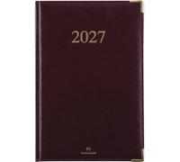 OBERTHUR - 1 Agenda Semainier de Bureau KIEV 25 - Janvier 2027 à Décembre 2027 - Dimension 16 x 24 cm - Visuel Rouge Bordeaux - 2 Langues