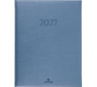 OBERTHUR - 1 Agenda Semainier de Bureau LONDON 27 - Janvier 2027 à Décembre 2027 - Dimension 22 x 28 cm - Visuel Bleu Gris - 2 Langues