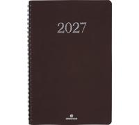 OBERTHUR - 1 Agenda Semainier de Bureau Spirales GALWAY 25 - Dimension 17 x 25 cm - Janvier 2027 à Décembre 2027 - Couverture Marron