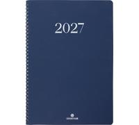 OBERTHUR - 1 Agenda Semainier de Bureau Spirales GALWAY 30 - Dimension 22 x 30 cm - Janvier 2027 à Décembre 2027 - Couverture Imitation Cuir Bleu Marin