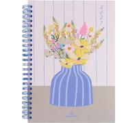 Oberthur - 1 Agenda Semainier Flores - Mon Agenda Bullet - Reliure Spiralée - Janvier 2027 à Décembre 2027 - Format 15,5 x 21,5 cm - Visuel Fleurs Vase Bleu