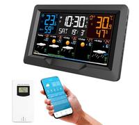 OBEST Station météo intérieure et extérieure Wi-Fi 2.4G,Prévisions 5 jours | Connectée Wi-Fi,Alimentation secteur ou piles,Écran VA à luminosité réglable,Capteur de température et d'humidité