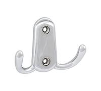 OBF 756151-29 Crochet de manteau en chrome poli Canelli (crochets), largeur 17 mm hauteur 86 mm, double crochet en zinc moulé sous pression