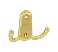 OBF Grimme 756151-23 Canelli Patère double en zinc moulé sous pression Laiton poli Largeur 17 mm Hauteur 86 mm