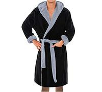 OBiQuzz Peignoir Homme Long Haute Qualité Peignoir de Sauna Robe de Chambre Col Châle Extra Doux Vêtements de Nuit & Peignoirs Peignoir Long avec Poches Peignoir Unisexe Tailles S - 5XL, ZNoir., S