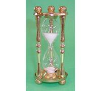 Objets décoratifs - sablier en laiton poli et verre soufflé 5 x 5 x 11,5 cm.