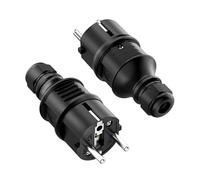 Oblinple 2 Pièces Mâle Fiche Schuko 250V 16A, Fiche D'alimentation de Contact de Protection avec Anti-torsion, Prise Electrique Male Secteur de Contre de Terre pour Câble Intérieur et Extérieur, Noir
