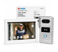 OBO HANDS 2 Fils Visiophone Connecté Filaire Kit Interphone Vidéo,Ecran TFT Couleur 7’’,Platine de Rue avec Camera,Sonnette Vidéo Extérieur Vision Nocturne,Audio Bidirectionnel,Une Famille