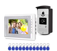 OBO Hands Interphone Vidéo Filaire 4 Fils, Visiophone 7 Pouces RFID | avec Écran Intérieur Couleur, Platine Extérieure Caméra, Badge d'Accès, Vision Nocturne et Déverrouillage pour Maison Portail