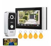 OBO Hands Visiophone Filaire 2 Fils, Portier Vidéo 7" Tuya WiFi, Carte IC | Écran 7", caméra 2,0 MP, IP55, vision nocturne IR, 5 cartes IC et carte TF 32 Go incluses, double sortie serrure