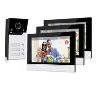 OBO HANDS Visiophone WiFi avec Câble | Écran Intérieur 7" & App Tuya | Interphone IP65, 1080P, Vision Nocturne, Détection de Mouvement et Enregistrement (1 Caméra et 3 Moniteurs)
