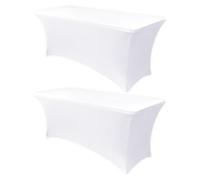 Obstal Lot de 2 nappes Extensibles en élasthanne pour Tables Pliantes, 2,4 m, Blanc
