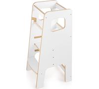 Obubu Tour d'apprentissage Montessori pour enfants | Tour d'apprentissage à partir de 1 an | Chaise d'apprentissage | Escalier avec 2 marches et étagères réglables | Blanc