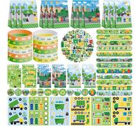 Obussgar Fournitures de fête camion poubelle y compris sachets cadeaux de thé au lait, autocollants, badges, bracelets pour fête d'anniversaire camion poubelle