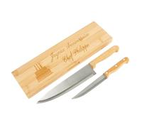 Ocadeau 2 couteaux de chefs avec coffret bois personnalisé - Gravure texte sur coffret couteaux de cuisine - Coffret couteau cuisine personnalisé