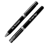 Ocadeau Coffret 2 stylos noir avec gravure texte - Parure de stylos personnalisés gravés avec coffret de rangement