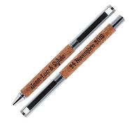 Ocadeau Coffret de 2 stylos en liège avec gravure texte - Parure de 2 stylos en liège avec personnalisation - Stylo bille et stylo roller personnalisable avec coffret assorti