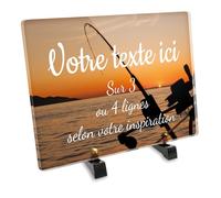 OCAP-FUNERAIRE.COM Plaque funéraire Rectangle Personnalisable en plexi Motif Pêcheur et Canne à pêche 01, différentes Tailles, épaisseur 6mm, personnalisée sur Plusieurs Lignes 30x20 cm