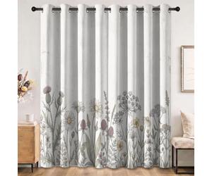 Occultant Rideaux Beige Vintage Champêtre 140 x 260 cm (L x H) 2 Panneaux | Prairie Fleurs Chardons Marguerites Rideaux Decoration, Rideau Thermiques Oeillet Chambre Salon Draperies Intérieurs Fenetre