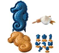 Ocean Fish, collection presse à tarte, moules mini réutilisables marins | Moules mini à main pour animaux marins, presse à pâte de poche pour découper, garnir, façonner et sceller, pour Noël