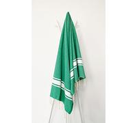 OCEAN VIBES Fouta, Serviette de Plage légère, Serviette de Plage légère, paréo, Ultra absorbante,100 cm x 200 cm - Cap Ferret Vert varech - 100% Coton - Finition Franges