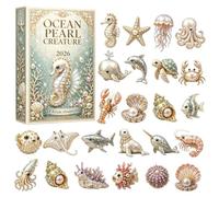 Oceans Pearl Christmas Calendars - Sea Animals Countdown Calendar, Acrylic | Pendentif Plat 2D Animaux Des Océans À Collectionner, Ornement De Noël 24 Jours Pour Maison, Chambre, Porte, Fenêtre, L'arbre