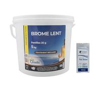 OCEDIS Brome Lent Pastilles 20g - 5kg | Désinfection Régulière - Dissolution Lente + 10 Tests HPS OFFERTS 6 en 1