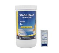 OCEDIS STABILISANT du Chlore Poudre - 1kg | Stabilisant - Stabilisateur du Chlore + 10 Tests HPS OFFERTS 6 en 1