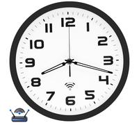 OCEST Horloge murale analogique intelligente Wi-Fi de 25,4 cm, synchronisation automatique de l'heure et de l'heure DST, horloge murale silencieuse, sans tic-tac, fonctionne à piles, grand écran