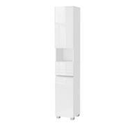 Ochama x SONGMICS Armoire de Salle de Bain, Meuble de Salle de Bain avec Un Tiroir, Étagères Ajustables, Compartiment Ouvert, 30 x 30 x 170 cm, Blanc