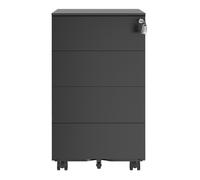 Ochama x SONGMICS Caisson mobile en métal verrouillable avec 4 tiroirs noir - 45,1 x 39 x 69,3 cm