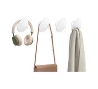 Ochama x SONGMICS Ensemble de 4 crochets pour manteaux HOME, en acier, pour manteaux et serviettes, capacité de charge par crochet jusqu'à 5 kg, design en forme d'œuf, blanc perle, pour salon, chambre