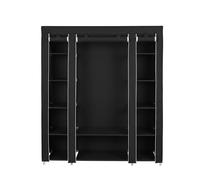 Ochama x SONGMICS Penderie modulable en tissu avec fermeture éclair et cadre en métal, 12 compartiments - Noir