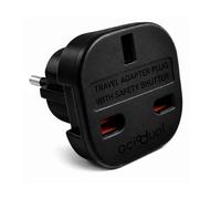 OcioDual Adaptateur Prise Anglaise, Prise Anglaise Adaptateur Francais, Dubai, Irlande, Angleterre, Convertisseur de EU vers UK, Europe ver UK Adapter, 3 Broches vers 2 Broches, Noir