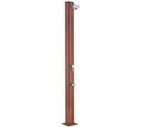 Douche solaire - PISCINE CENTER O'CLAIR - Alu aspect bois 32L - Pommeau de douche et rince-pieds