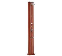 O'CLAIR Douche Solaire Droite alu Aspect Bois 40 l avec rince-Pieds et brumisateur
