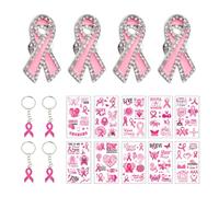 Octobre Rose Accessoires, Kit Pins Octobre Rose, Porte-clés et Tatouages | Broche Octobre Rose et ruban Octobre Rose pour événements, marches solidaires et journées de sensibilisation