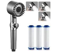 Octonyluck Pommeau de Douche, Douchette Haute Pression avec 3 Types de Jets, Pommeau de Douche Anti Calcaire Economie Deau avec 3 Filtre Coton PP Remplaçable
