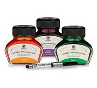 Octopus Fluids Document Ink Lot de 3 cartouches d'encre 30 ml orange, vert, violet, certifiée selon la norme DIN ISO 12757-2