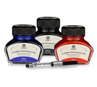 Octopus Fluids Lot de 3 cartouches d'encre Document Ink de 30 ml, noire, bleue, rouge, certifiée selon la norme DIN ISO 12757-2