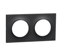Odace Styl - plaque 2 postes horizontaux ou verticaux entraxe 71mm anthracite - SCHNEIDER ELECTRIC - S540704