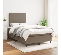 Oddychająca tkanina Regulowany zagłówek Sommier 120x200 cm Taupe | Sommier à lattes avec matelas ressorts ensachés Taupe 120x200 cm Tissu literie confortable