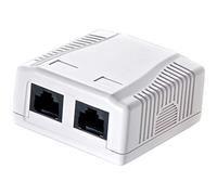 odedo Prise réseau CAT6 en saillie 2x RJ45 Blanc pur RAL9010 | Pour réseaux Gigabit jusqu'à 250 MHz, adapté AWG22-26 et PoE, montage en saillie facile