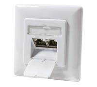 odedo Prise réseau CAT6A encastrée 2x RJ45 blindée Blanc | Prise encastrée double RJ45 pour réseaux CAT6A, 10 Gbit/s, compatible PoE et entièrement blindée