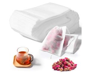 Oderra 200 Sachets Thé Jetables avec Cordon 7x9cm | Filtres Fins Pour Thé En Vrac, Café, Épices Et Herbes. Pratiques Et Faciles À Utiliser